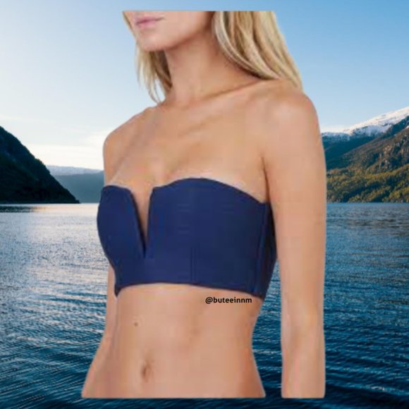Onia Other - Onia Julie Swim Top Bikini Bandeau Ribbed Navy NWT